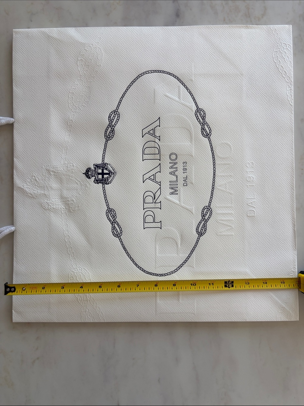 Prada White & Navy Logo Paper Bag - Picture 4 of 4